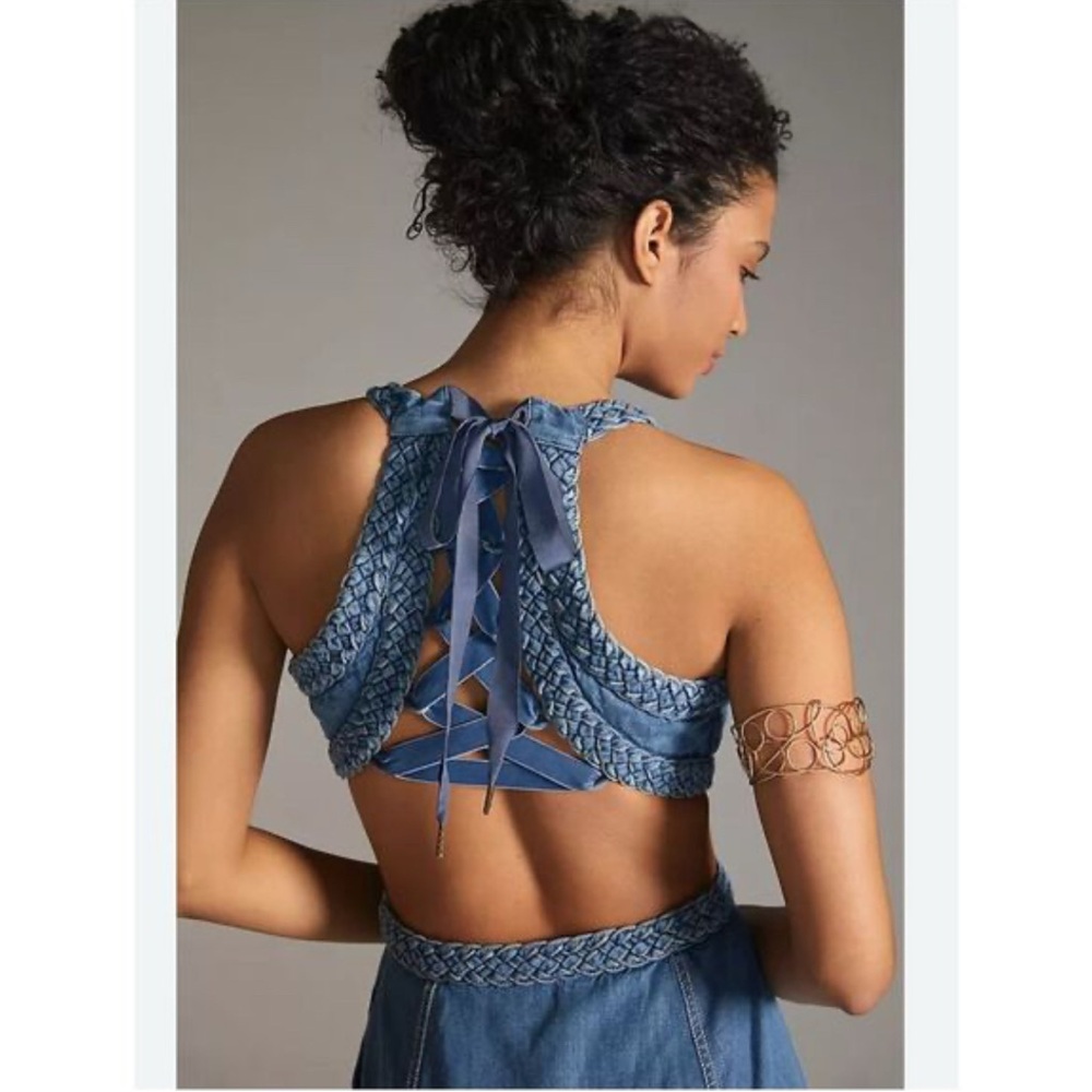 Pilcro Blue Braided-Trim Denim Midi Dress - Picture 5 of 6